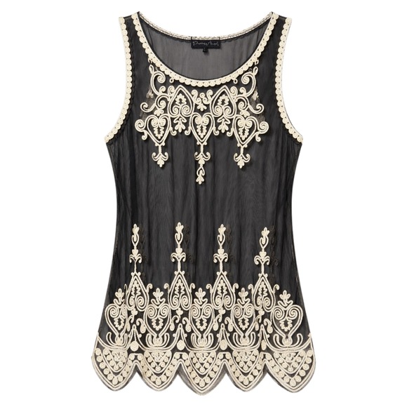 Pretty Angel Tops - Pretty Angel Fairycore Embroidered Sheer Silk Blend Top Womens Large Whimsigoth